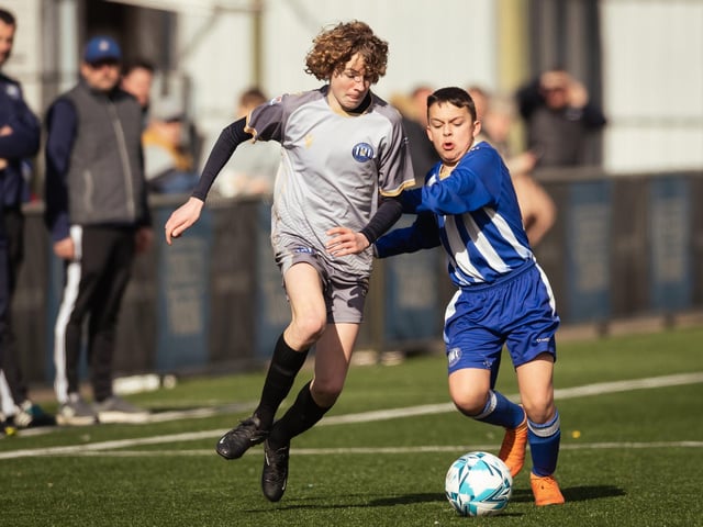 Action from the U15 Campbell McFaull Invitation Cup final between Hayling St Andrews Blue and Hayling St Andrew White. Picture: Keith Woodland (260221-81)