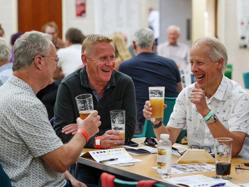 From left, Neville Wheeler, Ian Johnson and David Blaikie. Wickham Beer Festival, Wickham Community Centre
Picture: Chris Moorhouse (051024-062)