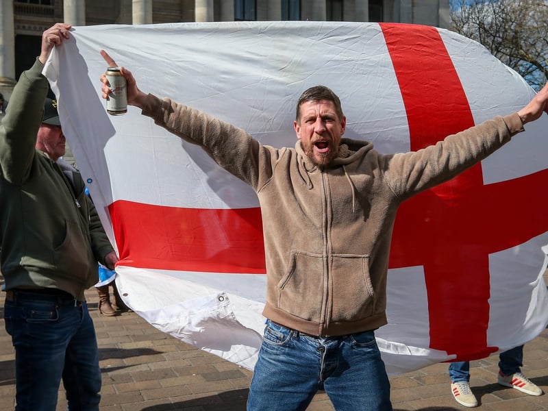Ideological clash in Guildhall Square, Portsmouth, between liberals who welcome refugees and those who wish to deport them Picture: Chris Moorhouse (150325-070)