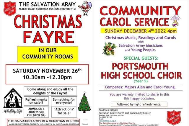 Here are some of the upcoming Christmas events for Salvation Army Portsmouth