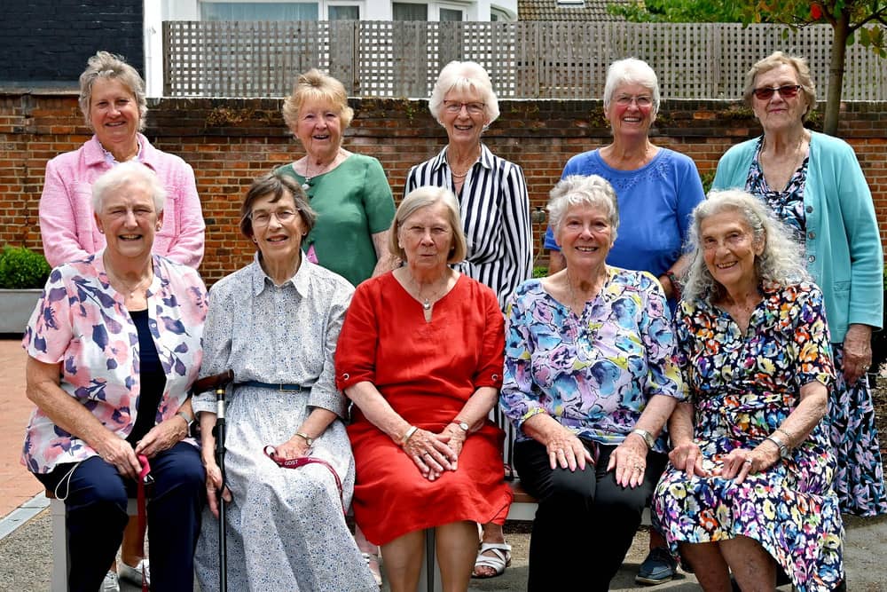 Portsmouth High School Head Jane Prescott, back row far left, with the group who had been pupils back in the mid-1950s