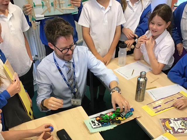 Testing our bridge design.