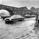 Flooding scene at Fareham in May 1979. The News PP382