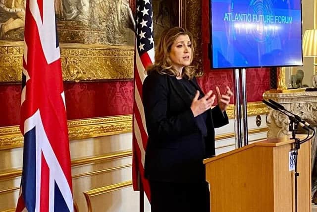Penny Mordaunt, speaking to partners of the Atlantic Future Forum this morning, amid the chaos in Downing Street.