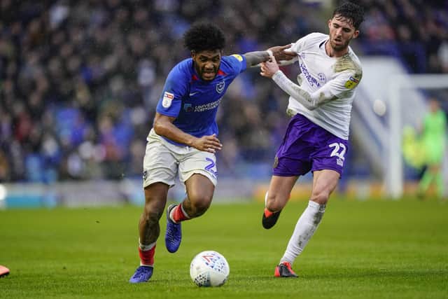 Ellis Harrison returns to Pompey's squad against Rochdale following dead leg. Picture: Jason Brown/ProSportsImages