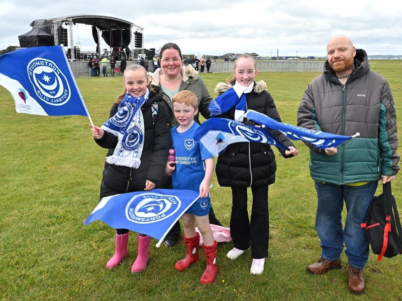 Thousands of Pompey FC fans flocked to Southsea Common to celebrate the team's League One title and promotion. Pictured: The Smith FamilyPicture Credit: Keith Woodland