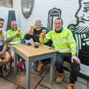 Colin Stanhope, Teejay Hunt, Adam Turland, Steve Hannigan and Dave Crawford from Easy Access Scaffolding enjoying an after-work pint at The King Street Tavern. Picture: Mike Cooter (170521)