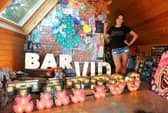 Signmaker Nina Burras (33) from Hayling Island, and owner of Missing Chopper. Picture: Sarah Standing (260620-651)