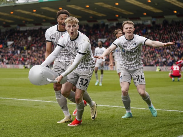 Paddy Lane celebrates scoring against Lincoln in the Blues' final match of their League One title-winning season in April 2024. Picture: Jason Brown/ProSportsImages