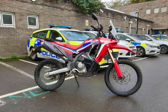 One of the motorbikes which was seized by police in the Havant Thicket and Leigh Park area yesterday (October 21). Picture: Havant Police.