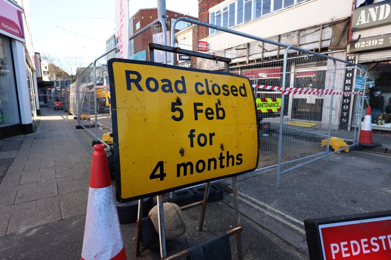 Improvement works going on in Commercial Road (the end outside Subway) and at the end of Charlotte Street in Portsmouth, Hampshire.

Monday 12th February 2024.

Picture: Sam Stephenson.