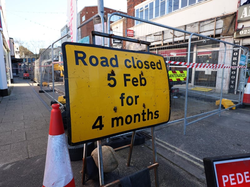 Improvement works going on in Commercial Road (the end outside Subway) and at the end of Charlotte Street in Portsmouth, Hampshire.
Monday 12th February 2024.
Picture: Sam Stephenson.