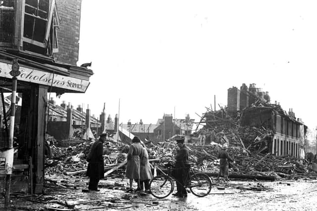 The corner of St Mary's Road and Shearer Road, Portsmouth. It was to avoid yet more scenes like this in the city that Hayling Island was used as a decoy.