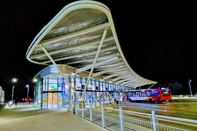 The Hard Bus Station by night.Picture: Charles Cope from Gosport 