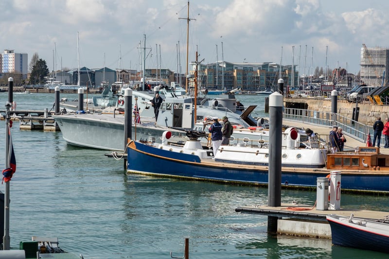 Historic boats assembled for the pontoon open day in Portsmouth Harbour. Picture: Mike Cooter (08042023)