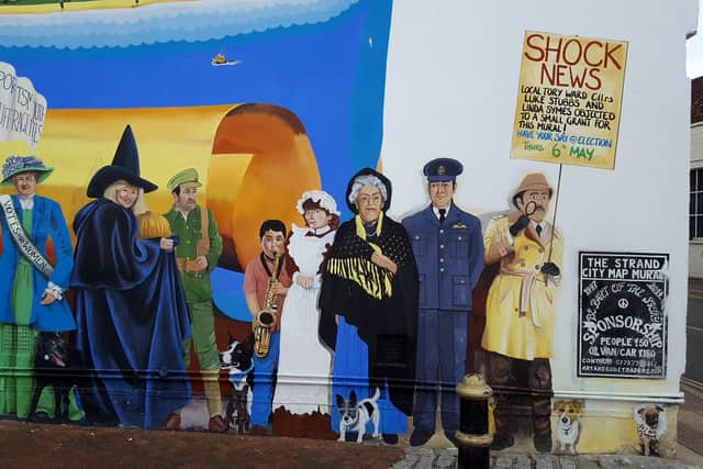 The controversial addition to The Strand mural in Southsea. Picture: Mark Lewis