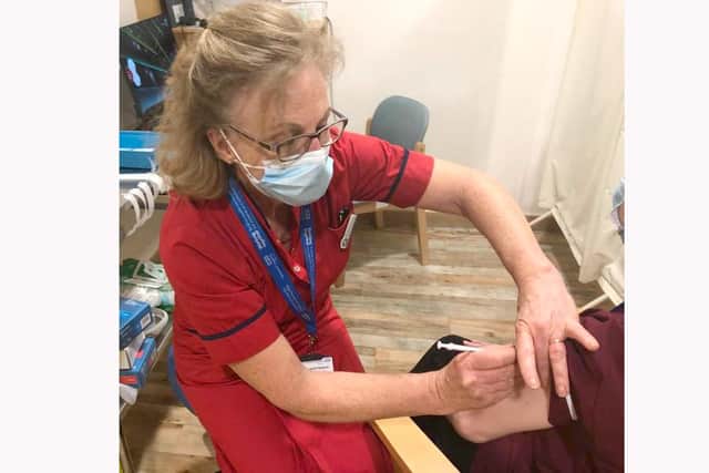 Professor Greta Westwood, chief executive of the Florence Nightingale Foundation, who has returned to Queen Alexandra Hospital to deliver the Covid-19 vaccine. 

Picture: Florence Nightingale Foundation