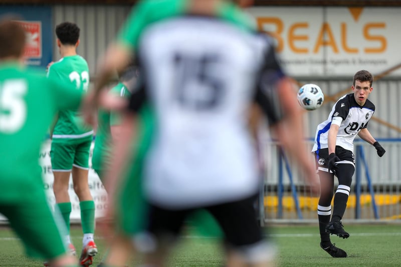 A Fleur de Lys Victory player takes a free-kick. Picture: Chris Moorhouse