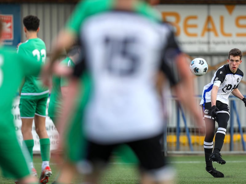 A Fleur de Lys Victory player takes a free-kick. Picture: Chris Moorhouse