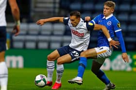Max Sanders in action for Brighton against Preston in this season's EFL Cup.  Picture: Jason Cairnduff/POOL/AFP via Getty Images)