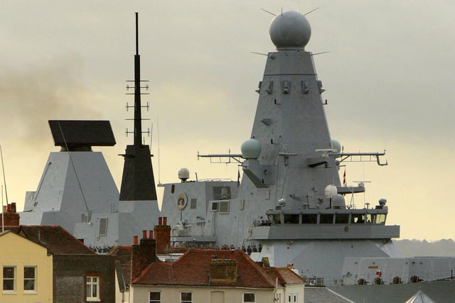 The Royal Navy's newest warship, HMS Dauntless, enters her home port of Portsmouth for the first time. Wednesday December 2, 2009. The Type 45 destroyer was launched in January 2007 from its Govan shipyard in Glasgow and since then has been carrying out sea trials in Scottish waters. She will be handed over from the builders BAE Systems in a ceremony at the naval dockyard tomorrow. See PA story DEFENCE Dauntless. Photo credit should read: Chris Ison/PA Wire