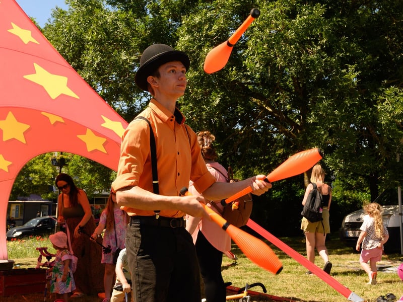 Pictured is: An entertainer at the circus area.

Picture: Keith Woodland