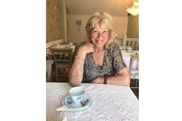 Jill on her 79th birthday with her longer hairdo