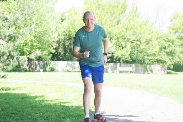 Mark Hancock preparing for a run near his home.
Picture: Habibur Rahman