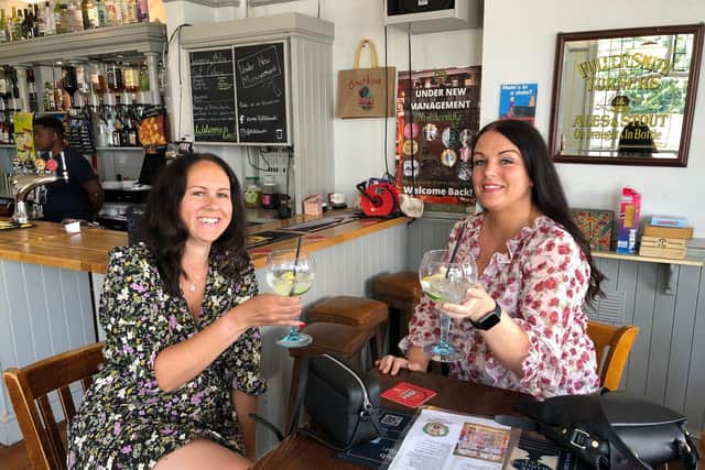 Chloe Eggleton and Keighley Holden enjoy some lunchtime drinks at the Fifth Hants Volunteer Arms in Albert Road. 


Picture: Richard Lemmer