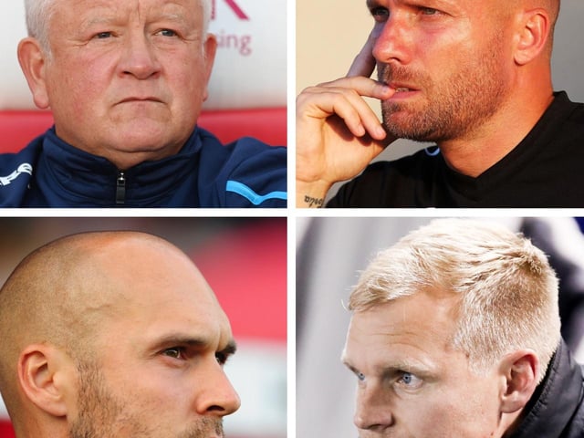 Pompey boss contenders (clockwise from top left) Chris WIlder, Ian Foster, Liam Manning and Luke Williams