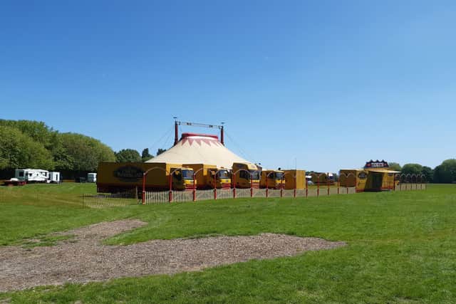 Things are getting set up on the King George V playing fields. A picture of the Circus big top.
