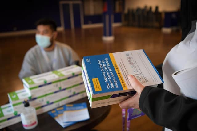 Coronavirus Rapid Test Cassette kits handed out in Portsmouth. Picture: Finnbarr Webster/Getty Images