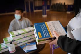Coronavirus Rapid Test Cassette kits handed out in Portsmouth. Picture: Finnbarr Webster/Getty Images