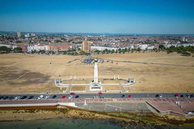 Drone captures images of Southsea during the heatwave in Southsea, on August 11, 2022. Picture: James Taylor/ Solent Sky Services
