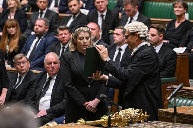 Leader of the House of Commons and Portsmouth North MP Penny Mordaunt joins the Speaker and selected MPs to take the oath and swear allegiance to the Crown, His Majesty King Charles III, in the House of Commons Chamber Picture: UK Parliament/Jessica Taylor/PA Wire