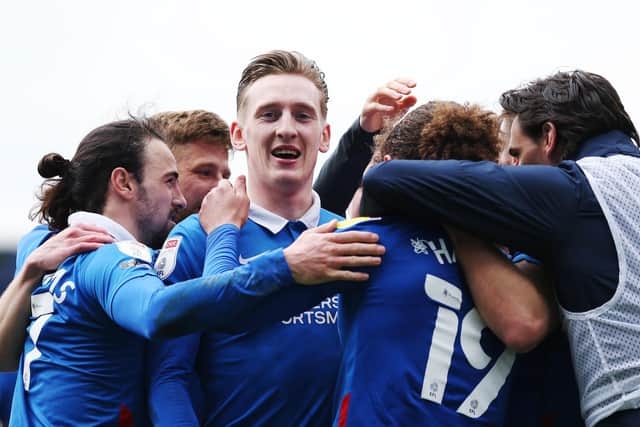 Ronan Curtis with his  Pompey team-mates