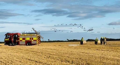 Firefighters battled a hay baler fire at a farm on Brownwich Lane, Fareham, yesterday evening (September 13).