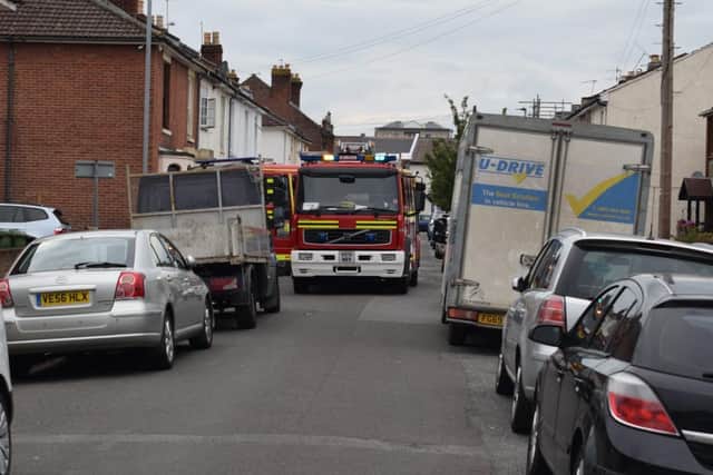 Firefighters couldn't drive into Fifth Street, Fratton, Portsmouth, on August 2 for a house fire call due to parked vehicles blocking access. Picture: Stuart Vaizey