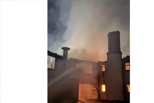 The fire at the Uplands Park Hotel, in Droxford, earlier this month. Photo: Hampshire Fire and Rescue Service.