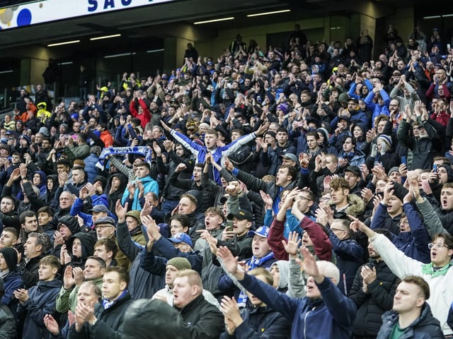 Pompey fans at the Tottenham Hotspur Stadium.