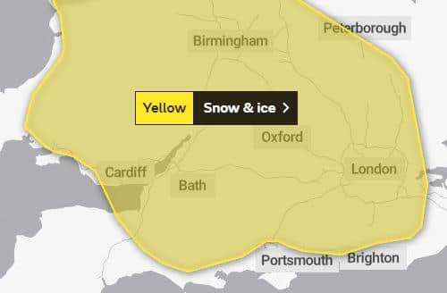 Yellow warning for snow and ice has been issued for parts of Hampshire. Picture: Met Office