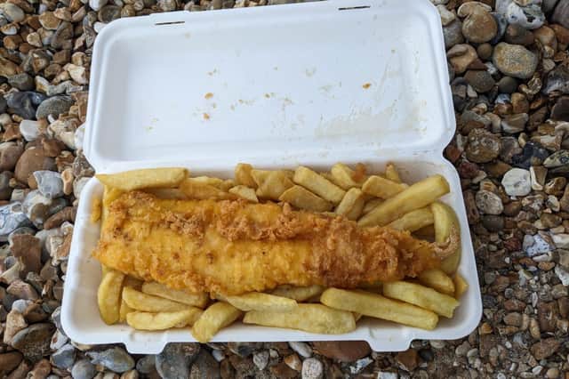 Large cod and chips from Whistler's Fish Fine Fish and Chips on Hayling Island.