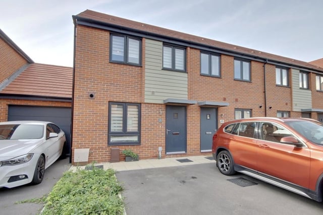 The listing says: "We are delighted to introduce to the sales market, this beautiful newly built two double bedroom semi-detached house in the much sought after location of Parlour Way, Drayton."