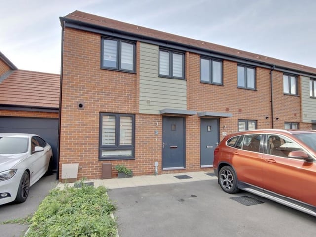 The listing says: "We are delighted to introduce to the sales market, this beautiful newly built two double bedroom semi-detached house in the much sought after location of Parlour Way, Drayton."
