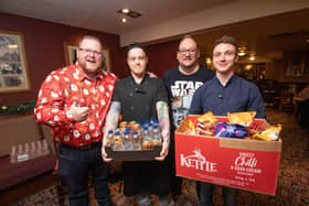 Chris Illman, with the staff of John Jacques, Chris Gorman, Chris Read and Joe Godwin at The John Jacques, Fratton, Portsmouth