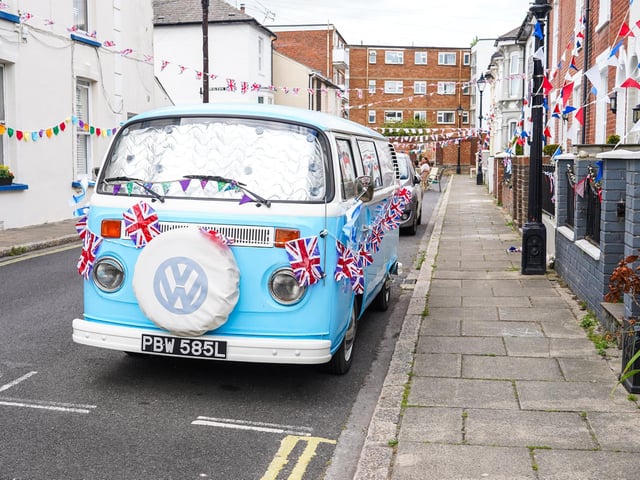 A VW camper van decorated with bunting on Wilton Terrace. Picture: Alec Chapman