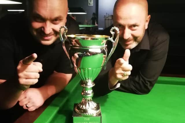 Lee Rendle, left, and Wayne Rendle with the Rich Picton Trophy