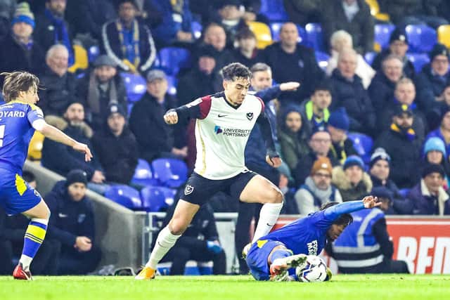 Pompey debutant Tyler Walker in action at Plough Lane against AFC Wimbledon. Picture: Nigel Keene/ProSportsImages