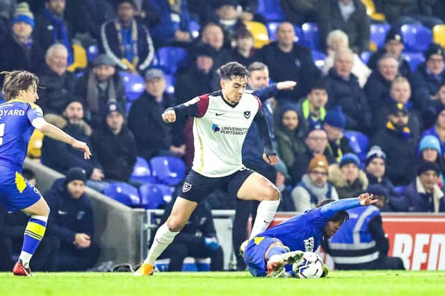 Pompey debutant Tyler Walker in action at Plough Lane against AFC Wimbledon. Picture: Nigel Keene/ProSportsImages