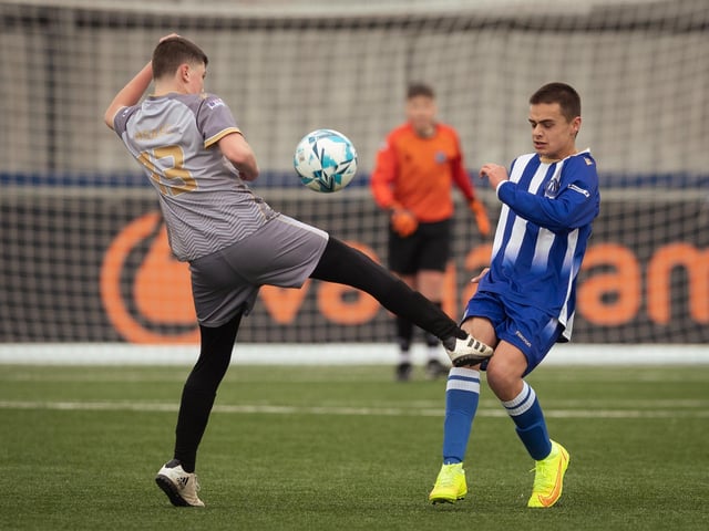 Action from the U15 Campbell McFaull Invitation Cup final between Hayling St Andrews Blue and Hayling St Andrew White. Picture: Keith Woodland (260221-259)